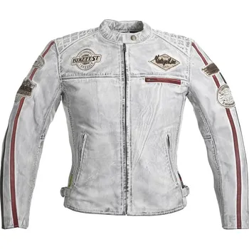 Moto bunda W-Tec Dámská kožená moto bunda W-TEC Sheawen Lady White Barva bílá, Velikost XS
