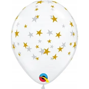 Balónek Balónky PRŮHLEDNÉ zlaté HVĚZDIČKY 100 ks