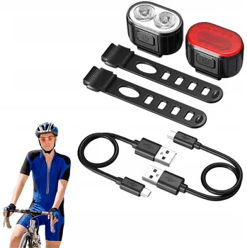 Cyklosvítilna PŘEDNÍ A ZADNÍ LED SVĚTLO NA KOLO USB NABÍJECÍ SILNÉ NA ŘIDÍTKA