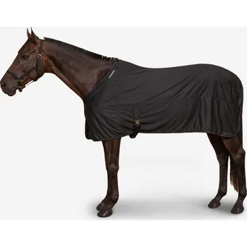 Deka pro koně FOUGANZA Odpocovací deka z mikrovlákna pro koně a poníky 155cm ČERNÁ