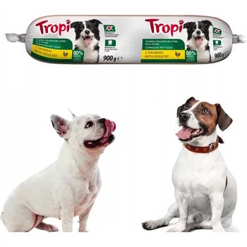 Krmivo pro psa TROPI klobása pro psy s drůbežím masem vlhké krmivo tyčinka 900g