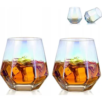 Sklenice Diamantové sklenice na whisky sada 2 sklenic nakloněné 300 ml