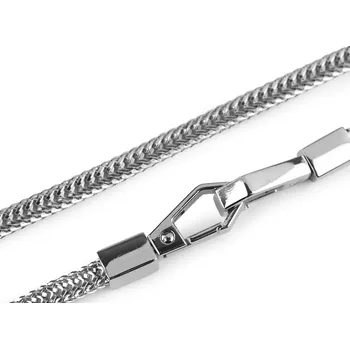 Kabelka Plochý řetízek na kabelku s karabinami délka 120 cm stříbrný (Řetízek s hranatými karabinami nikl)