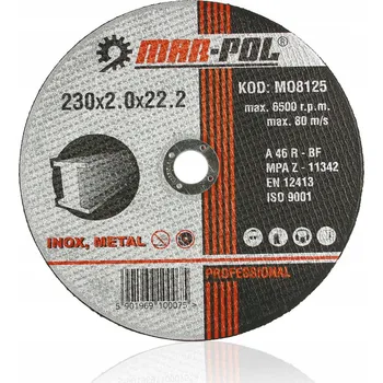 Řezný kotouč KOTOUČ na řezání KOVU OCELI NEREZU 230x22,2x2,0 MARPOL silný ODOLNÝ