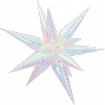 Balónek Fóliový Balónek Hvězda 4D Opalizující Holo 19" Narozeninová Dekorace HEL 48 cm
