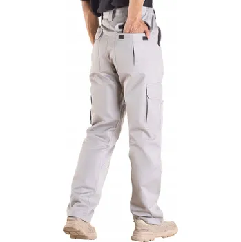 Pánské kalhoty Svářečské kalhoty velikosti L s mnoha kapsami, šedé, čistá Bavlna