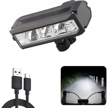 Cyklosvítilna PŘEDNÍ SVĚTLO NA KOLO 3 LED SILNÉ USB 2000mAh