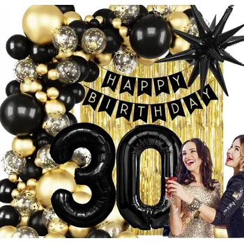 Balónek Sada balónků na zeď k 30. narozeninám BALÓNKY 30. narozeniny s oponou