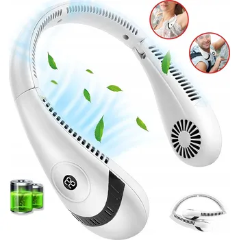 Domácí ventilátor MALÝ VĚJÍŘ VENTILÁTOR NA KRK PŘENOSNÝ 360° S LED DISPLEJEM