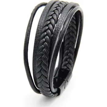 Náramek Vícevrstvý kožený náramek s magnetickým zapínáním 23 cm