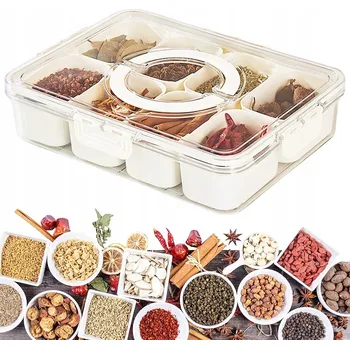 Dóza na potraviny Nádoba na uskladnění koření a potravin, vzduchotěsný organizér s 8 přihrádkami