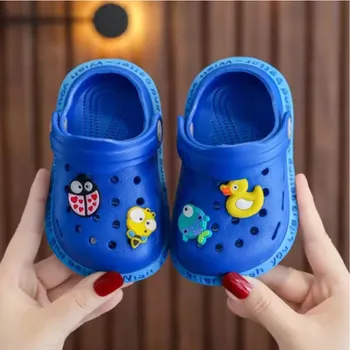 Dětská sálová obuv Protiskluzové pantofle crocs se zvířátky (vel. 18-29 EUR) Barva: tmavě modrá (F08902DBL), Velikost EUR: 18