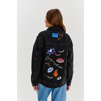 Dámská větrovka NAOKO Jeansová bunda All Eyes On Me Černá Regular Fit S_M