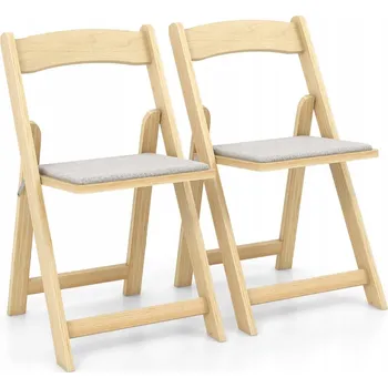 Skládací židle Costway šedá z kaučukového dřeva, 2 ks