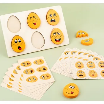Dřevěná hračka MASTERKIDZ Dřevěná tabule pro učení emocí - vajíčka