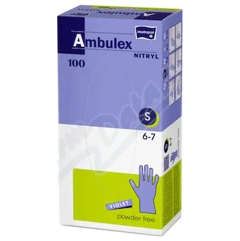 Vyšetřovací rukavice Ambulex Nitryl rukavice nepudrové violet S 100ks