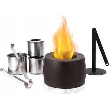 Biokrb Stolní přenosný krb ohniště Kulatý na terasu, černý, BETONOVÝ