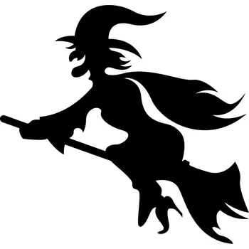 Samolepicí dekorace na vozidlo Samolepka na auto – čarodějnice na koštěti