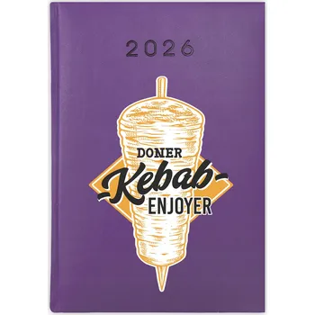 Kalendář Knižkový kalendář 2026 A5 Cute Cups fialový