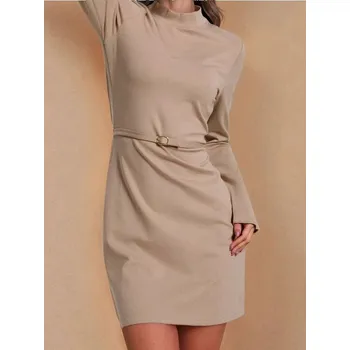 Dámské šaty Sinsay - Mini šaty s dlouhými rukávy - béžová - 928EY-08X - 928EY-08X-XS