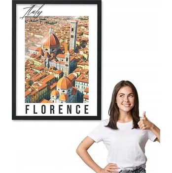 Obraz Obraz s rámem, motiv město FLORENCIE + černý rámeček 40x50 do kuchyně, jídelny