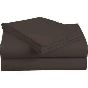 Prostěradlo PROSTĚRADLO KLASICKÉ BEZ GUMY BAVLNĚNÝ SATÉN 90X200 ČOKOLÁDOVÁ