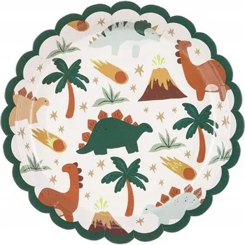 Talíř Papírový talířek Party Deco s dinosaury 18 cm, 6 ks