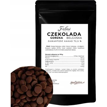 Čokoláda Felini Belgická hořká čokoláda 72,5% 500g