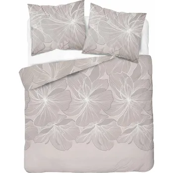 Povlečení Povlečení 220x200 Saténové mikrovlákno Květy Listy Béžová