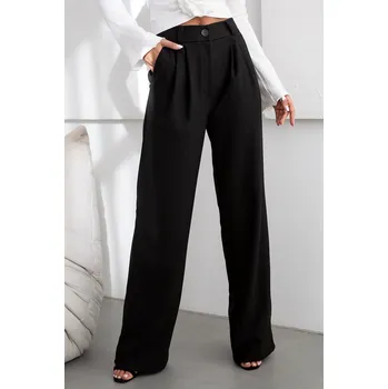 Dámské kalhoty Široké dámské kalhoty s kapsami FINE Barva: Černá, Velikost: S