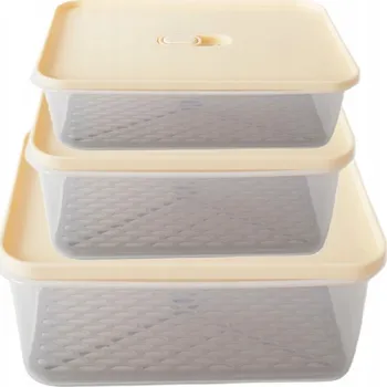 Dóza na potraviny OBDÉLNÍKOVÉ DÓZY NA POTRAVINY LUNCHBOX S PODLOŽKOU SADA 3 KS 4,4/2/1 L