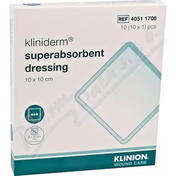 Krytí na ránu Superabsorpční obvaz Kliniderm 10x10cm 10ks