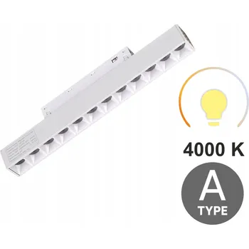 Lineární reflektor bílý s mřížkou 12W 4000K Neutrální bílá SMART TRACK 48VDC Typ A
