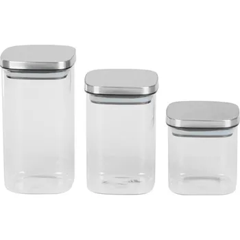 Dóza na potraviny Nádoba MagicHome, sada 3 ks, 800/1100/1500 ml, sklenená, s nerezovým uzáverom