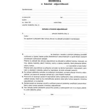 Tiskopis Tiskárna AKORD Chomutov Dohoda o hmotné odpovědnosti A4 50 ks