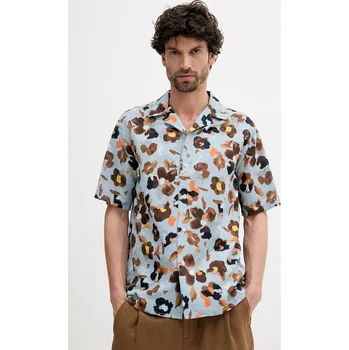 Pánská košile Lněná košile United Colors of Benetton pánská, modrá barva, relaxed, 5HPWUQ05B 50D, vel. L