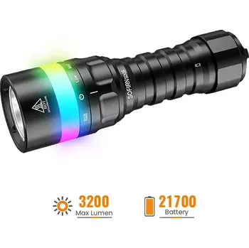 Vodotěsná svítilna Sofirn SD08 6500K, 3200 lumenů, s akumulátorem (potápěčská, s RGB podsvícením, kvalitní baterka od firmy Sofirn)
