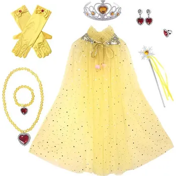 Karnevalový kostým FunCo Souprava Žlutá pelerína se šperky a rukavicemi 10 ks