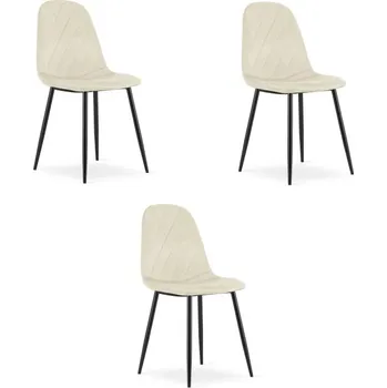 Set tří jídelních židlí ASTI sametový béžový (3 ks)