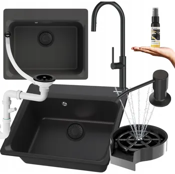 Granitový dřez Jednokomorový granitový dřez Granitan Zante, černý