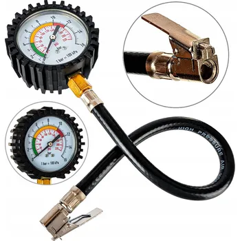 Příslušenství ke kompresoru Manometr tlaku 16 bar s dlouhou hadicí