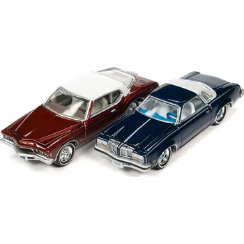 autíčko Oldmobile Cutlass Supreme 1976 modrý + Buick Riviera 1972 1:64 - Johnny Lightning Oldmobile and Buick - sběratelské modely