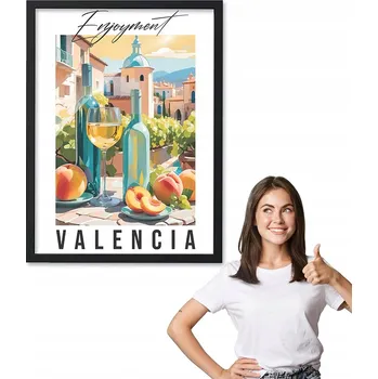 Obraz Obraz s rámem, motiv město VALENCIA + černý rámeček 50x70 do kuchyně, jídelny
