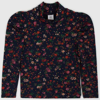 Dívčí oblečení GAP Dětské květované tričko - Holky GAP černá | tmavě červená 2147206