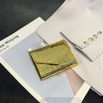 Peněženka Elegantní dámská peněženka s laserovým vzorem | malá peněženka, koženková peněženka - 1. zlato