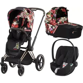 Kočárek CYBEX Rám Priam 4.0, Seat Pack, Lux Carry Cot + Cloud T i-Size Spring Blossom 2025 Dark