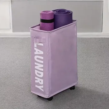 Koš na prádlo Skládací koš na prádlo s kolečky, nachová, LAUNDRY TYP 5