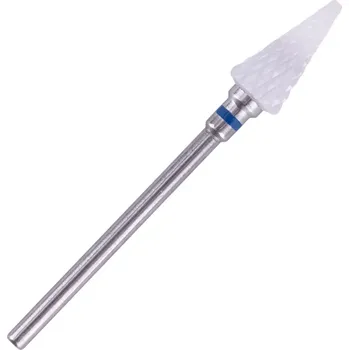 Bruska na nehty Keramická frézka kuželová „Triangle“ F 3/32″ – střední (modrý pruh) (Střední frézka na nehty, modrý pruh)