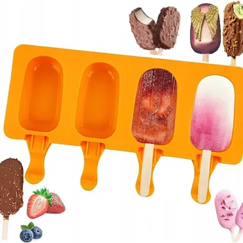 fomička na zmrzlinu SILIKONOVÁ FORMA NA ZMRZLINU NA ŠPEJLI, FORMIČKY NA ZMRZLINU, DEZERTY, LED, 4 ks