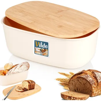 chlebník Chlebník s prkénkem Vilde béžový plast